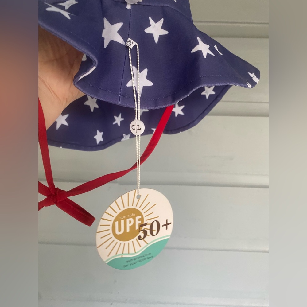 Caden Lane Navy Blue Sun Hat with White Stars